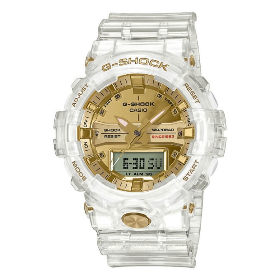 Casio G-Shock นาฬิกาข้อมือผู้ชาย สายเรซิ่น รุ่น GA-835E-7A 35TH ANNIVERSAY GLACIER GOLD LIMITED EDITION - สีขาวใส