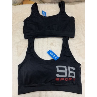 เสื้อในสปอร์ตบรา แฟชั่น สีดำ ลาย 96 sport ผ้าทอ ผ้าดีงานดี ใส่สบาย #C885 Free Size