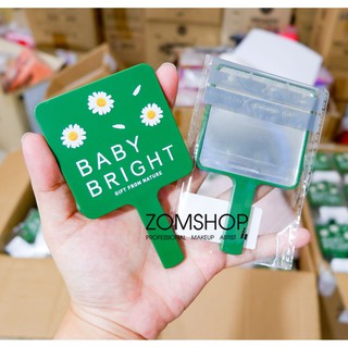 1ชิ้น💚 สีเขียว💚  กระจกพกพา กระจกส่องหน้า  BABY BRIGHT สุดน่ารัก จับถนัดมือ 【ของแท้รับตรงจากบริษัท】