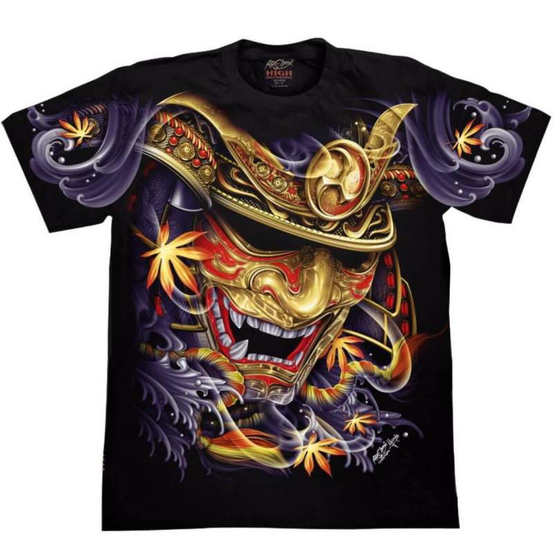 Rock chang T-shirt FULL-HD69ลายซามูไร เสื้อยืด(เรืองแสง)ผู้ชาย(ไซส์ยุโรป)ลายหน้า-หลัง