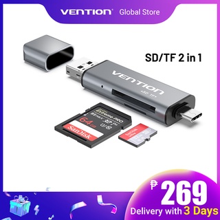 Vention เครื่องอ่านการ์ด Usb 2.0 3.0 Tf Sd Micro Type-C Otg Converter สําหรับเครื่องอ่านการ์ดสมาร์ทโฟน