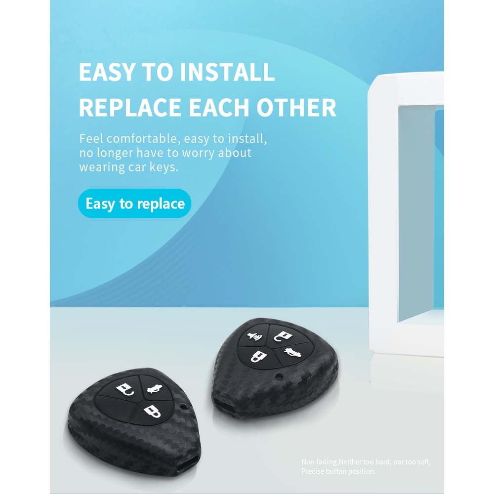 เคสกุญแจรถยนต์ คาร์บอนไฟเบอร์ 2 3 4 ปุ่ม สําหรับ Toyota Corolla Yaris Prado Tarago Camry RAV4 REIZ Crown Avalon - รูปที่ 4