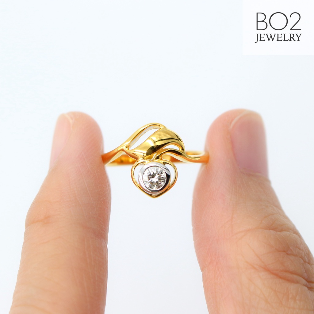 แหวนทองแท้ หลุดจำนำ size 53 แหวนแฟนซีเพชรแท้เกสร ทองคำแท้ 18k