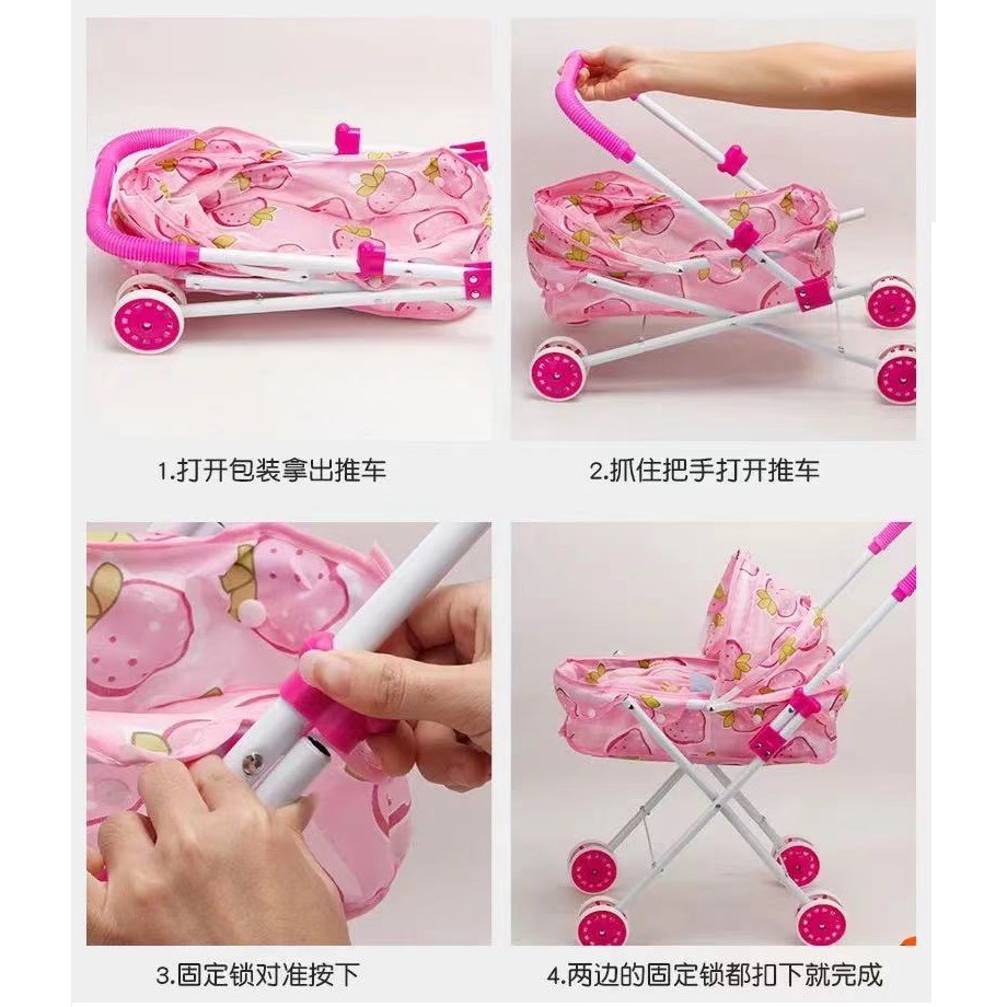 รถเข็นเลี้ยงน้อง (รถเหล็ก) ตุ๊กตามีเสียง**ร้องได้** ตุ๊กตาเลี้ยงน้องพร้อมชุดรถเข็น ของเล่นรถเข็นมีตุ๊กตา รถเข็นBaby - รูปที่ 3