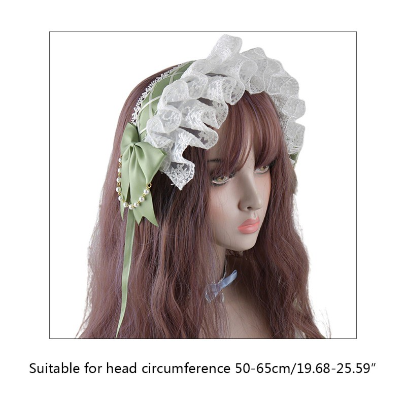 ที่คาดศีรษะโบว์ริบบิ้นลูกไม้ประดับโบว์ไข่มุกสําหรับผู้หญิง - รูปที่ 2