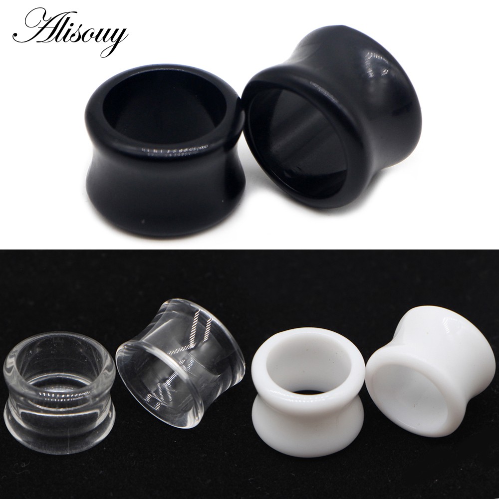 ต่างหู Hollow Punk อะคริลิค สีดำและสีขาว สำหรับท่านชายและหญิง ขนาด 4 มม.-22 มม.