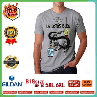 Wangmeilinew Xs-6Xl ใหม่เสื้อยืดลําลองสําหรับผู้ชายแขนสั้นคอกลมพิมพ์ลาย Big Tintin The Blue Lotus