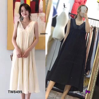 SS8499 Dress แม็กซี่เดรสแขนกุด