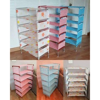 ชั้นวางรองเท้า สีชมพู ขนาด57.5x26x97.5 cm มี6ชั้น ใส่ได้เยอะ