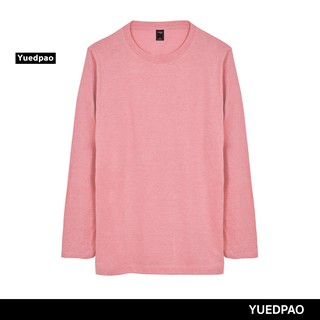 Yuedpao ยอดขาย No.1 รับประกันไม่ย้วย 2 ปี ผ้านุ่ม ยับยาก ไม่ต้องรีด เสื้อยืดแขนยาวสีพื้น Peach