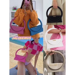 พรี​ ราคา8000 Jacquemus Le sac Rond 2061 กระเป๋าถือ หนังแท้ กระเป๋าแฟชั่น