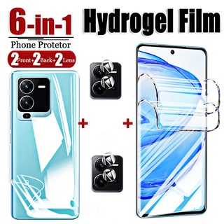 6 In 1 2+2+2 TPU ฟิล์มไฮโดรเจล กันรอยหน้าจอ หน้าหลัง สําหรับ Vivo V25 Pro V25E Soft Protection Camera Lens V 25 E V23 Pro V25pro 5G