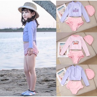 ชุดว่ายน้ำเด็ก หมวก เสื้อ กางเกง  Pastel summer