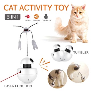 ของเล่นแมว ของเล่นสัตว์เลี้ยง 3 IN 1 Multi-Function ลูกบอลหมุน ,แสงเลเซอร์ เล่นเกม Chase สำหรับแมวแบบอัตโนมัติ