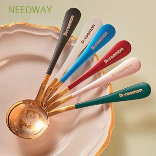 Needway ช้อนกาแฟ สเตนเลส ลายแมวน่ารัก สไตล์เรโทร สร้างสรรค์ หลากสี สําหรับคนขนมหวาน น้ําผึ้ง ไอศกรีม ไอศกรีม