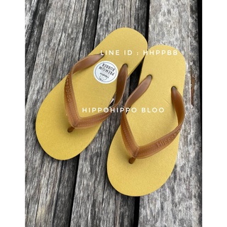 สีเหลือง หูยางพาราธรรมชาติ รองเท้าแตะฮิปโป  Yellow Organic Rubber Hippo Bloo Premium Rubber