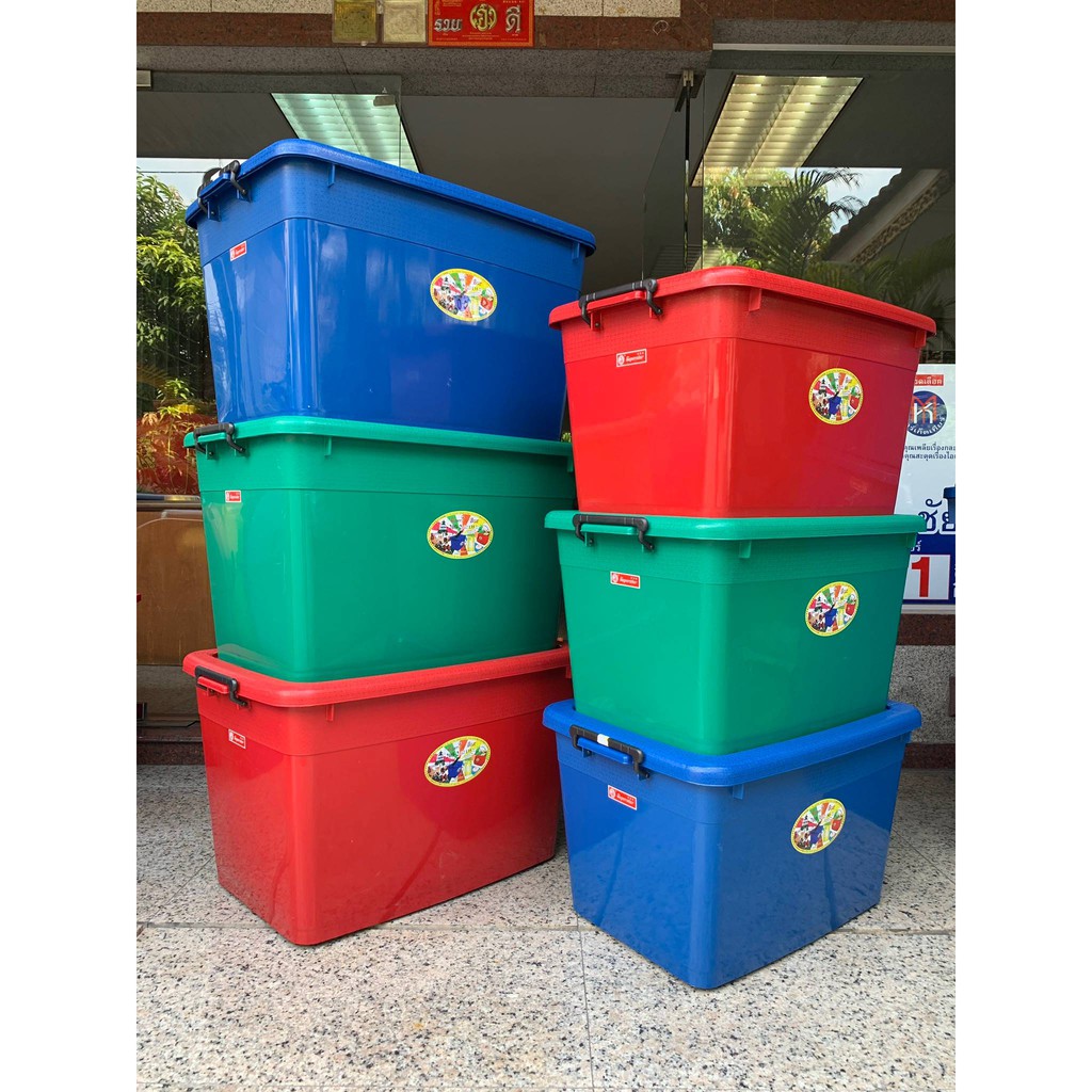 กล่องพลาสติกสี่เหลี่ยม มีล้อแขนลาก ตรางู เบอร์ 200-3 ความจุ 80 ลิตร - รูปที่ 4