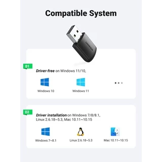UGREEN รุ่น 20204 AC650 USB WiFi Adapter for Desktop PC 5G 2.4G Dual Band WiFi Dongle Mini Wireless USB