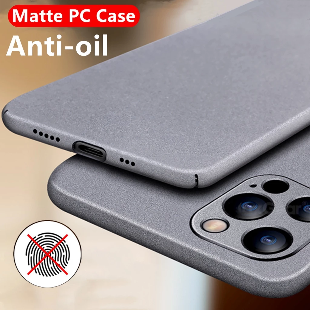 หรูหรา Matte กันกระแทก Hard PC สําหรับ iPhone 16 15 Pro Max 13 12 11 Pro MAX XR XS Max 8 7 Plus 14 Plus 15 Plus 14 Pro Max 12 13 Pro Max 16 Pro Max Simple Ultra Thin ฝาหลัง