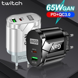 Twitch อะแดปเตอร์ชาร์จแล็ปท็อป 65W Gallium Nitride GaN QC3.0 PD3.0