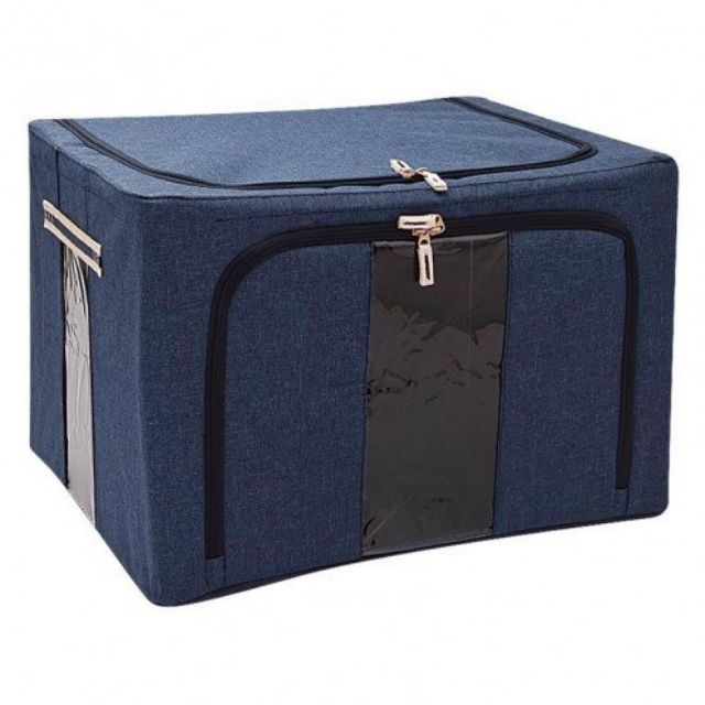 กล่องผ้าเอนกประสงค์ Besico สีน้ำเงิน มีโครงเหล็ก
