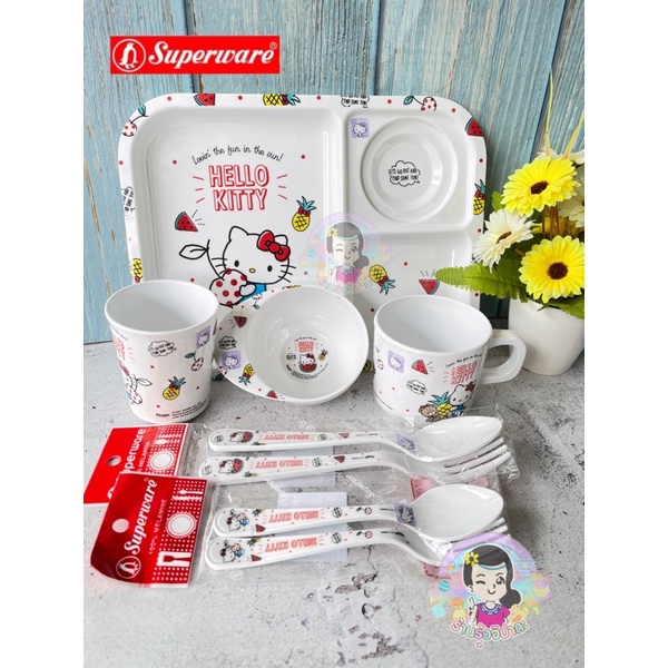 ชุดทานข้าวเมลามีนแท้ 100% ลาย Kitty Summer Fruits ลายใหม่ล่าสุด ศรีไทยซุปเปอร์แวร์ #ร้านรุ้งจิปาถะ