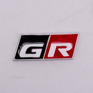 Logo sticker ลาย GR ติดท้ายรถ สีดำ+แดง ขอบโครเมียม ขนาด 6.7*2.9cm สำหรับ Toyota ทุกรุ่น