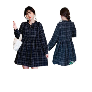 โปรโมชั่น : ☀Korean Style☀ ชุดเดรสแขนยาว ลายสก็อต ทรงน่ารักสไตล์เกาหลี