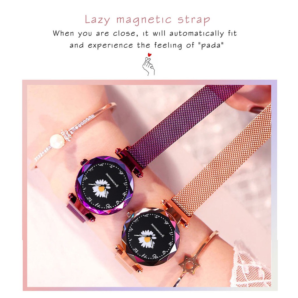 Jam Tangan Wanita Daisy Starry Sky นาฬิกาข้อมือควอตซ์แฟชั่นสายแม่เหล็ก