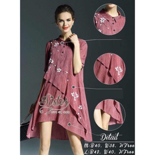 Red color style lady sakura dress