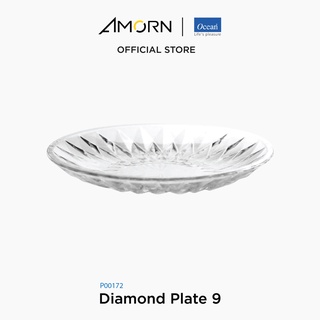 AMORN - (Ocean) P00172 Diamond Plate [1กล่อง(6ใบ)] - จานไดมอนด์ จานดินเนอร์เเวร์ จานโอเชี่ยนกลาส 9 นิ้ว Diamond 9"