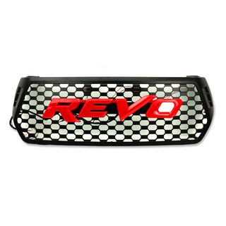 กระจังหน้า V1 โลโก้ "REVO" สีแดง+ขาว แบบมีไฟ LED สีดำ สำหรับ Toyota Hilux Revo Rocco ปี 2018-2019