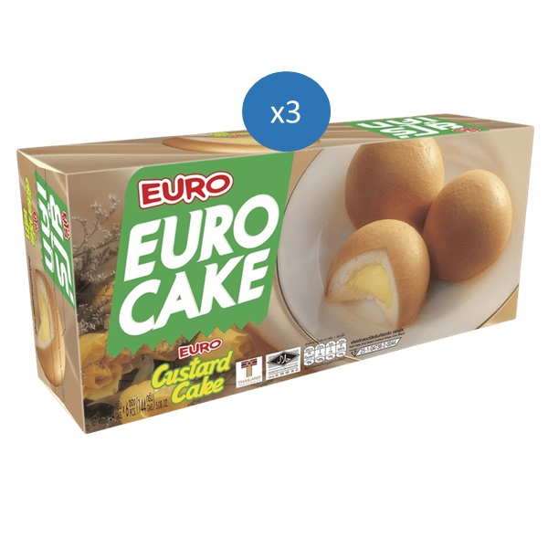[ขายดี] Euro ฟัฟเค้กสอดไส้ ตรายูโร่ 144g (Pack x3) เลือกรสได้