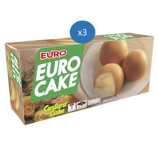 [ขายดี] Euro ฟัฟเค้กสอดไส้ ตรายูโร่ 144g  (Pack x3) เลือกรสได้