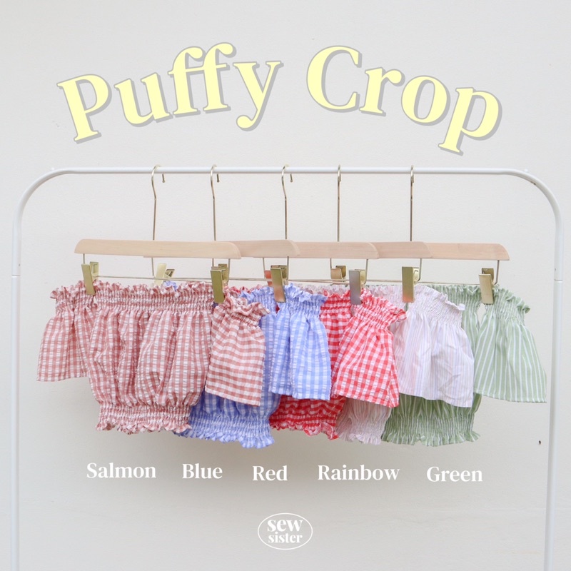 Puffy crop  เสื้อครอปปาดไหล่แขนสั้น 5 สี