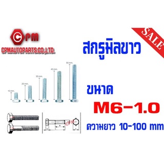 สกรูหัวเหลี่ยมมิลขาว ขนาด M6