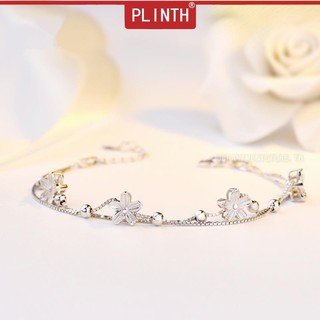 PLINTH สร้อยข้อมือเงินแท้ 925 เม็ดเดซี่น่ารักเรียบง่ายและสดใหม่1072