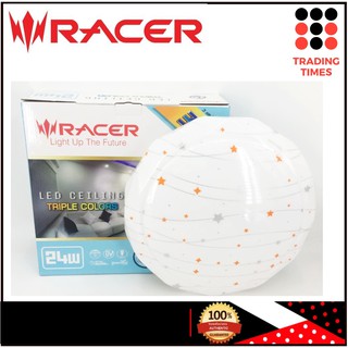 RACER โคมไฟเพดาน LED รุ่น TRI-COLOR 24W TC3 (ทรงเยลโล่) ขนาด 40 x 40 x 10 ซม. สีขาว