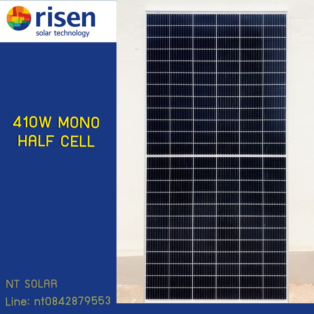 แผงโซล่าเซลล์ Risen 410w โมโน-ฮาร์ฟเซล (Mono Half Cell) ( 1 ออเดอร์ กดซื้อได้ไม่เกิน 2 แผง)