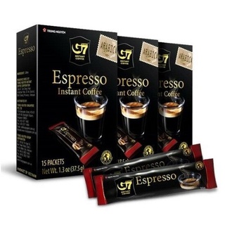 พร้อมส่ง! G7 Espresso กาแฟดำเอสเพรสโซ่ กาแฟอาราบิก้า 100% แบบสำเร็จรูป 1 กล่องมี 15 ซอง (37.5g)