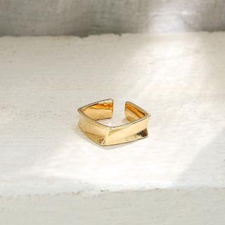 แหวนแฟชั่น ตารางที่ผิดปกติ Rings Minimalist Hong Kong Style ปรับขนาดได้ Retro Simple Ring Jewelry