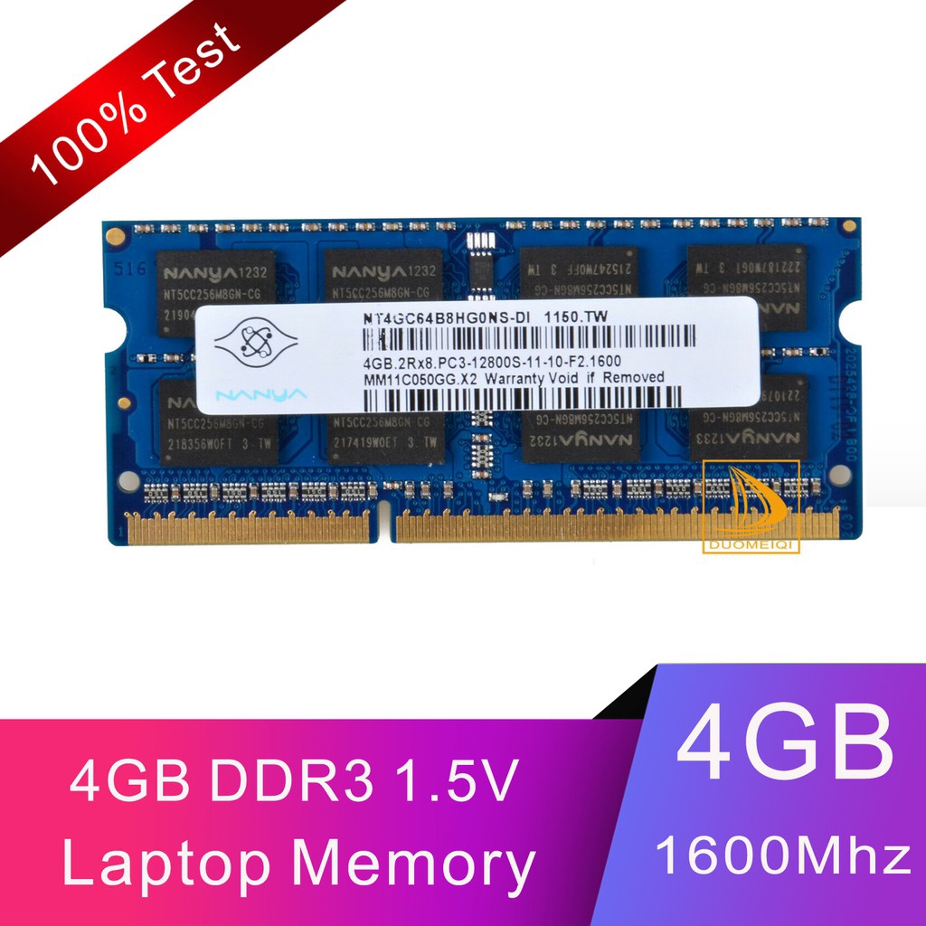 For นันยา Nanya 4GB 2RX8 PC3-12800S DDR3 1600Mhz 204Pin SODIMM Laptop Memory RAM Tested แรม โน็ตบุ๊ค