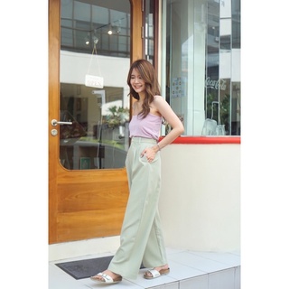 กางเกงเอวสูงขายาว SMOXX Pants สี Matcha