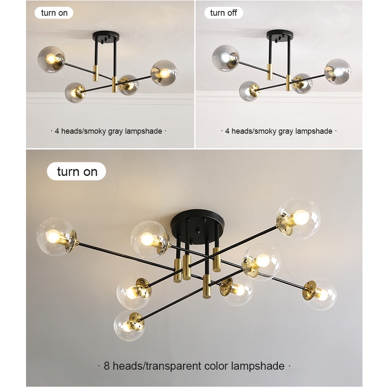 โคมระย้า LED ที่ทันสมัย E27 Ball Light โคมไฟเพดานนอร์ดิกห้องนั่งเล่นห้องครัวไฟตกแต่งภายในบ้าน
