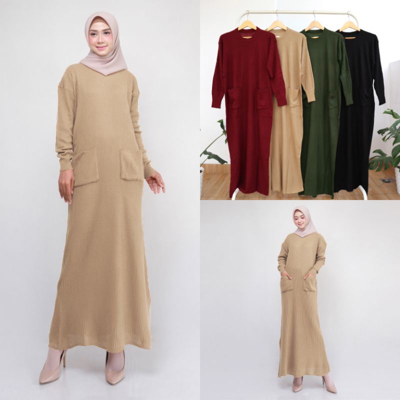New pucky dress knit Rp. 75.000 x 4 สี = Rp. 300,000