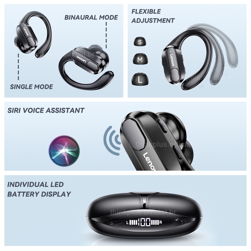 Lenovo XT80 Sport หูฟังบลูทูธไร้สาย 5.3 พร้อมไมโครโฟน หูฟังสเตอริโอ ...