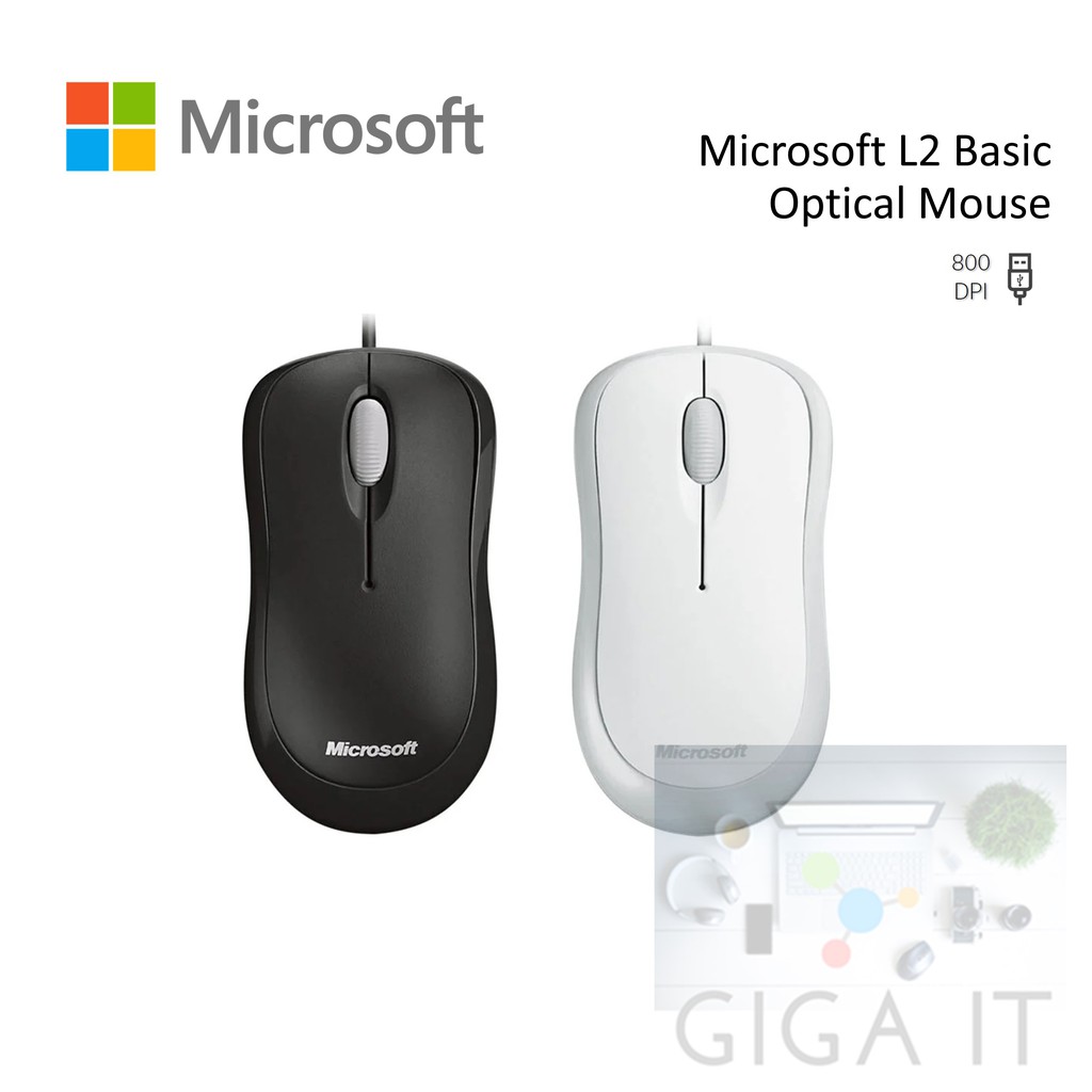 Microsoft L2 Basic Optical Mouse (USB Cable, 800 DPI) ประกัน Microsoft 3 ปี