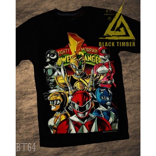 BT 64 Power Rangers Beast Morphers Mighty Morphin เสื้อยืด ลายหนัง สกรีนลาย ผ้าหนา Movie BT Black Timber S M L XL XXL