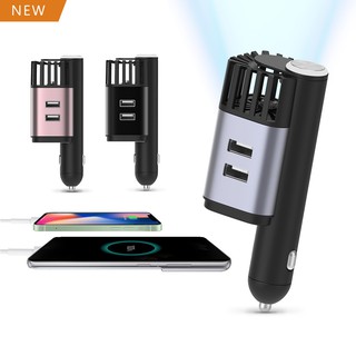 เปิดตัวผลิตภัณฑ์ใหม่ เครื่องฟอกอากาศไอออนลบแบบพกพาขนาดเล็ก 2-In-1 Dual USB Port Charger Car Ionizer Air Purifier With Fa