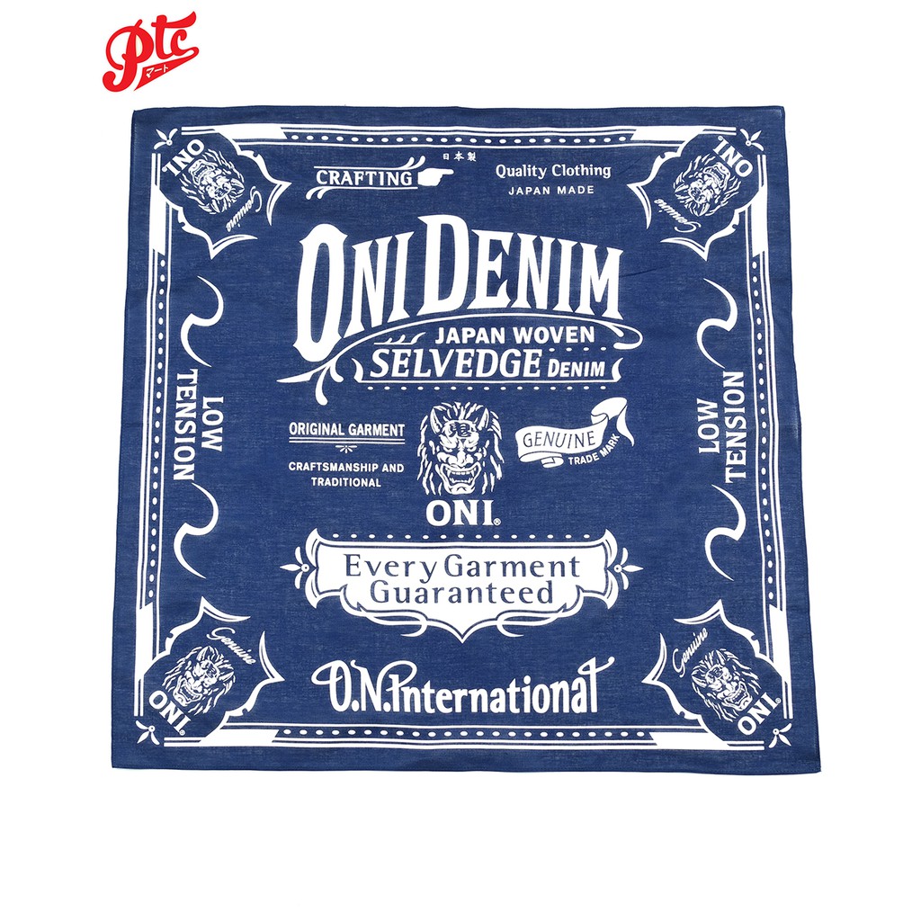 ผ้าเช็ดหน้าสีน้ำเงิน ONI DENIM BANDANA Color Navy (made in japan)